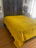 Indian  Yellow Mirrors Embroidered Bed Cover