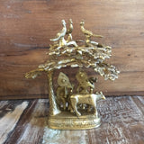 Brass Radha and Krishna under a tree idol 7"