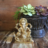 Brass Ganesha Sitting On Peacock 5"