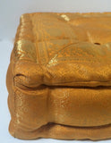 Yellow Gold sari floor sitting Cushion