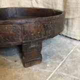 Indian Hand carved grinder table/ Chakki