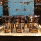 Purple with Gold Paisley and Floral motif Moroccan Tea Glasses