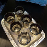 Purple with Gold Paisley and Floral motif Moroccan Tea Glasses