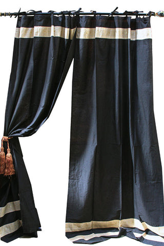 Indian Fabric Black Art Silk Curtains