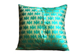 Indian Sari Fabric Fatima Aqua Pillow Cover on sale