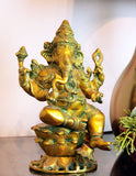 Brass Ganesha ssitting on A Lotus Flower