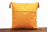 Gold Chinese Art Silk Pillow with Outside Trim