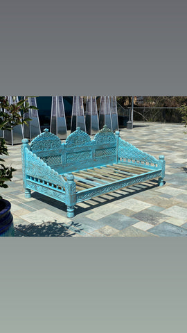 Turquoise Jula handcarved Daybed