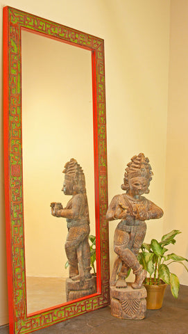 Painted Wall Mirror with Geometrical Detail