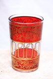 Red with Gold Paisley and Floral motif Moroccan Tea Glasses.