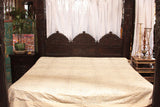 Indian White Mirrors Embroidered Bed Cover