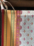 Peacock Semi sheer Curtain in Red sari panel