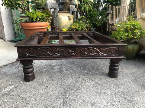  Wooden Hand Carved Ottoman