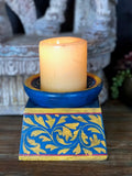 Hand painted wood candle stand
