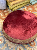 Burgundy Velvet fabric Round Cushion