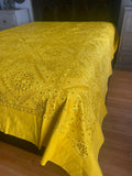 Indian  Yellow Mirrors Embroidered Bed Cover