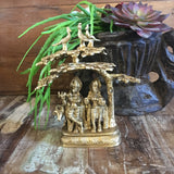 Brass Radha and Krishna under a tree idol 7"