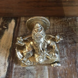 Brass Ganesha Sitting On Peacock 5"