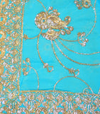 Indian Sari Fabric Electric Teal/Seafoam Green