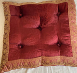 Burgundy Velvet Meditation Tufted Cushion