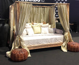 wooden canopy bed