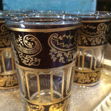 Purple with Gold Paisley and Floral motif Moroccan Tea Glasses