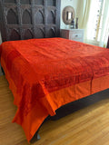 Orange  Indian Mirrors Embroidered Bed Cover