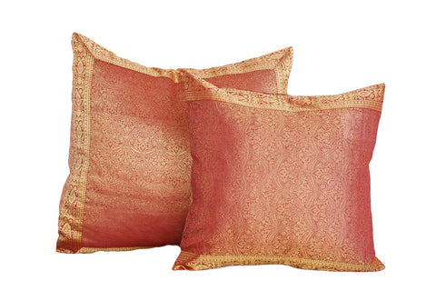 24" x 24" Red Paisley Sari Pillow Cover