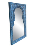 Blue Wood Indian Arched Mirror