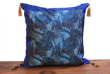 Blue Art Silk Border with Chinese Style Jacard Inset