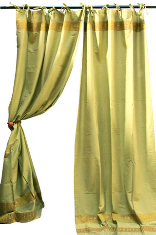 Indian Fabric Art Silk Olive Green Curtain