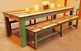 Reclaimed Wood Dining Set with Benches