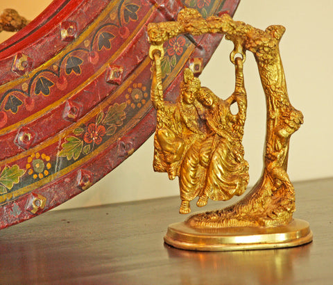 Brass Radha and Krishna on Swing