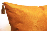 Gold Chinese Art Silk Pillow with Inside Trim
