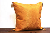 Gold Chinese Art Silk Pillow with Inside Trim