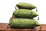 Green Chinese Art Silk Pillow with inside Trim