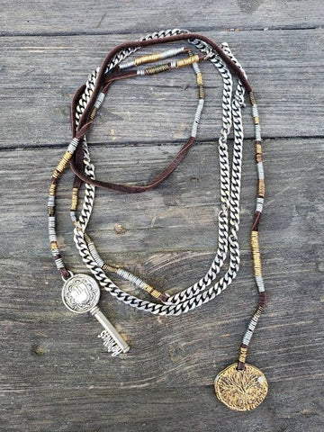 Brown Native Scarf Necklace
