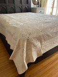 Creme Indian Mirrors Embroidered Bed Cover