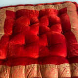 Red Velvet Meditation Tufted Cushion