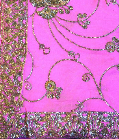 Indian Sari Fabric Electric Pink
