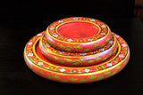 Red Indian hand painted wooden plates Set of 3