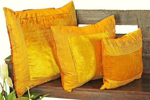 Yellow Gold Velvet Pillow Cover