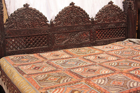 Brown and Yellow Indian Bed Cover